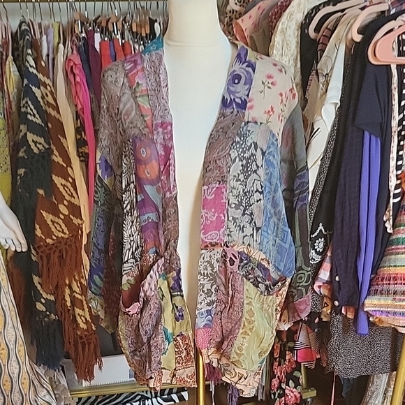 Colorful Patchwork Kimono Cardigan - Picture 1 of 2